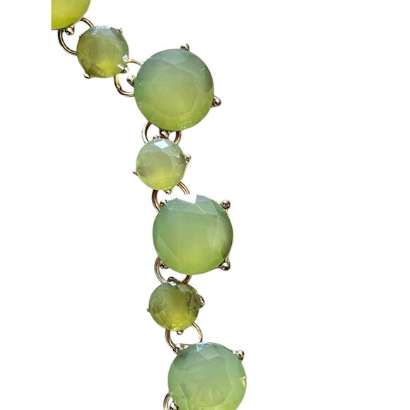 Faceted Green Glass Stone Gold-Tone Necklace By Lane Bryant 20” - Picture 9 of 9